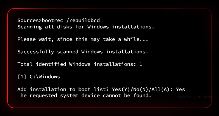 Requested System Device Cannot Be Found