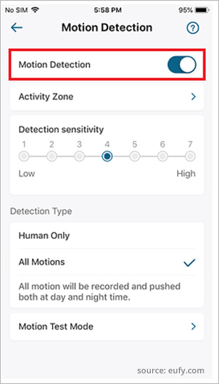 Eufy camera motion detection setting
