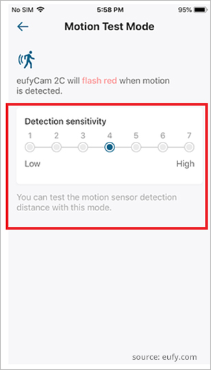 Eufy camera sensitivity setting