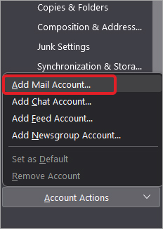 select Add Mail Account