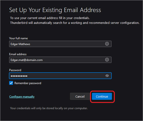 click on Configure Manually