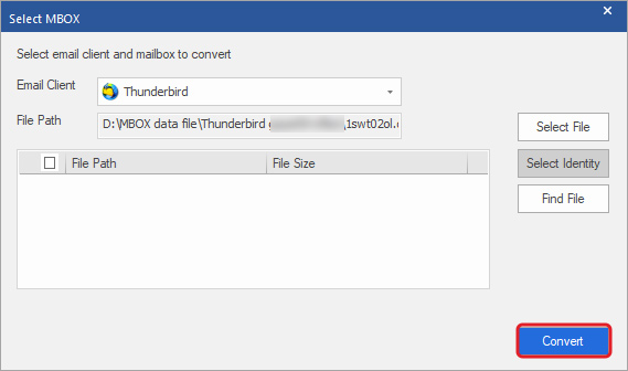 click on either Select File or Select Identity 