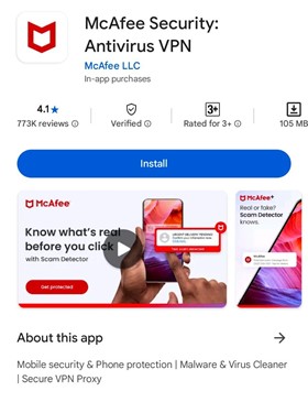 McAfee Mobile Security antivirus app