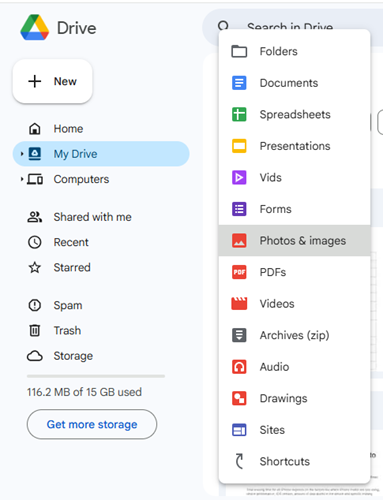 manually search for your files