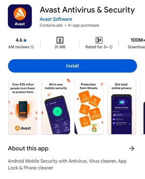 Avast Mobile Security antivirus app
