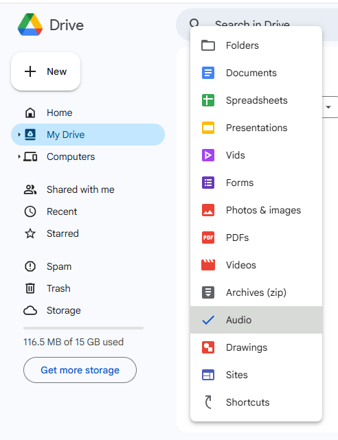 manually search for your audio files