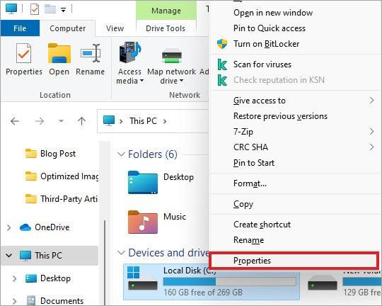 Click Properties