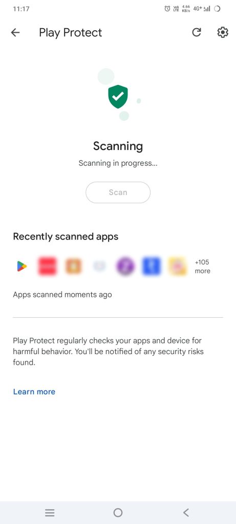 Scan your apps by tapping on scan