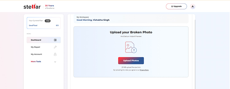 click on Upload Photos to upload an old image