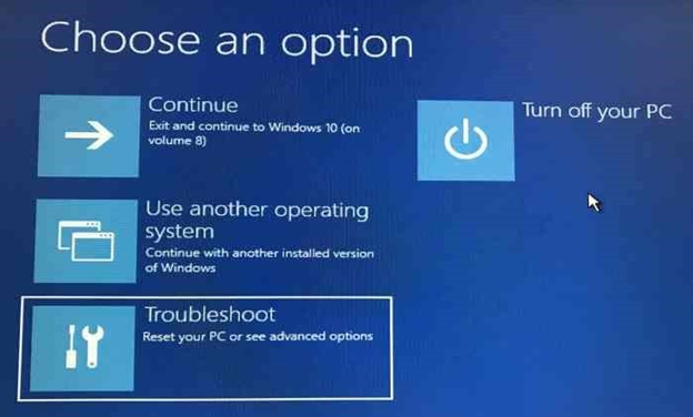 Click Troubleshoot