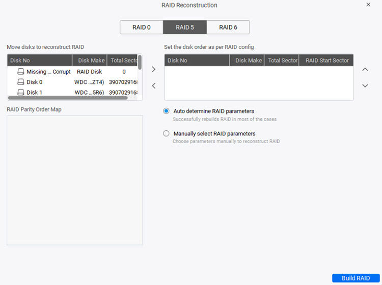 select Manually select RAID parameters