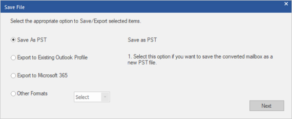 Select an appropriate option to save the OLM file