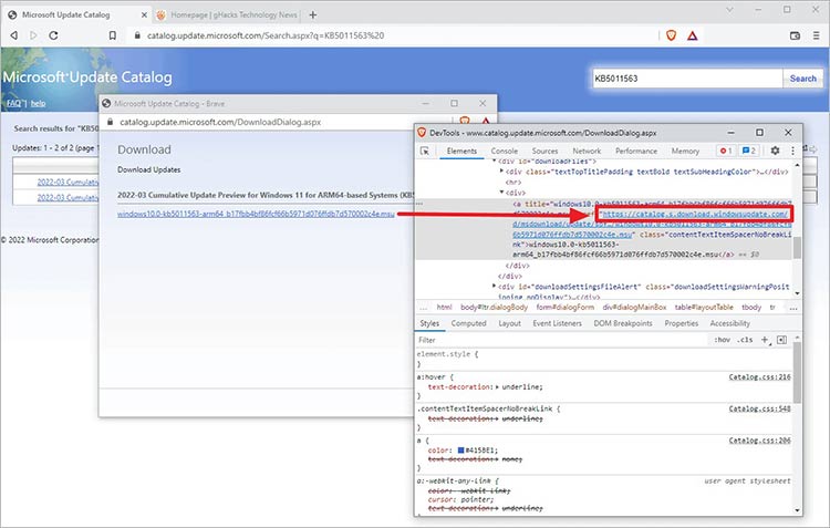 Go to the Microsoft Update Catalog in your web browser