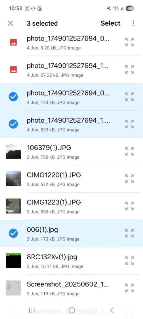 select all the corrupted photos