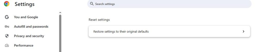 Reset Chrome Settings