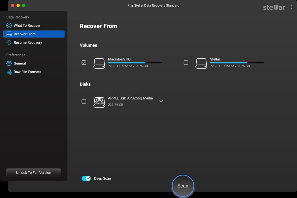 Scan the external drive by selecting
