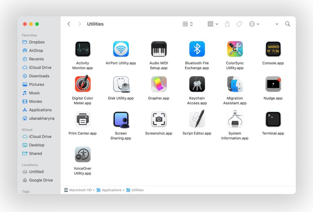 Finder > Applications > Utilities > Disk Utility