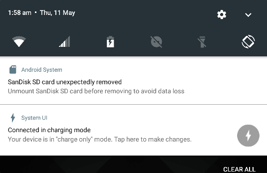 SD-Karte unerwartet entfernt