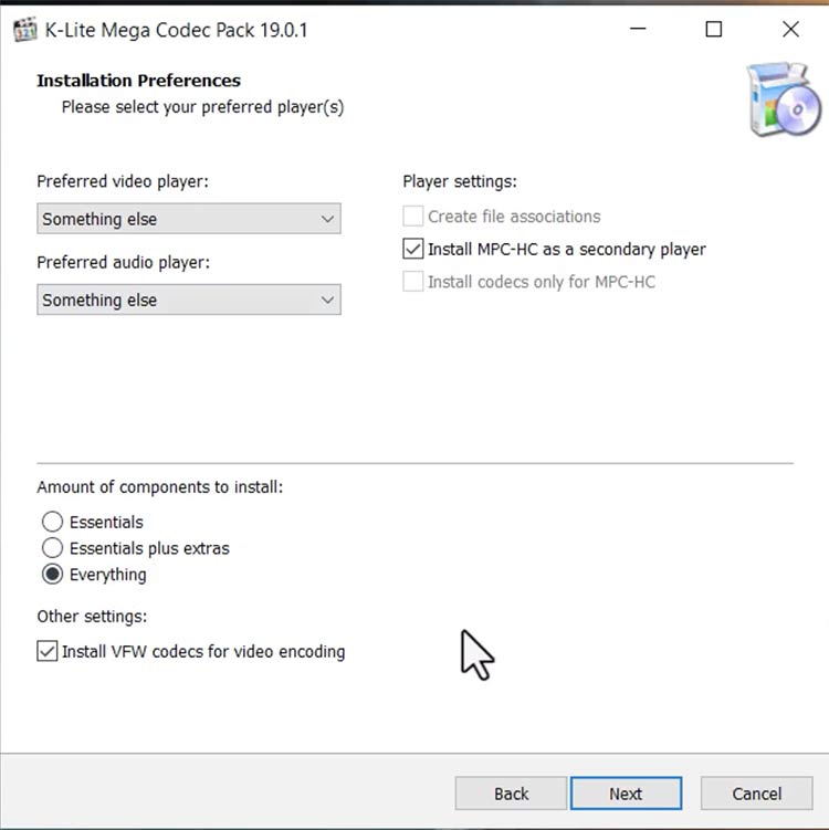 choose the Preferred video player and audio player