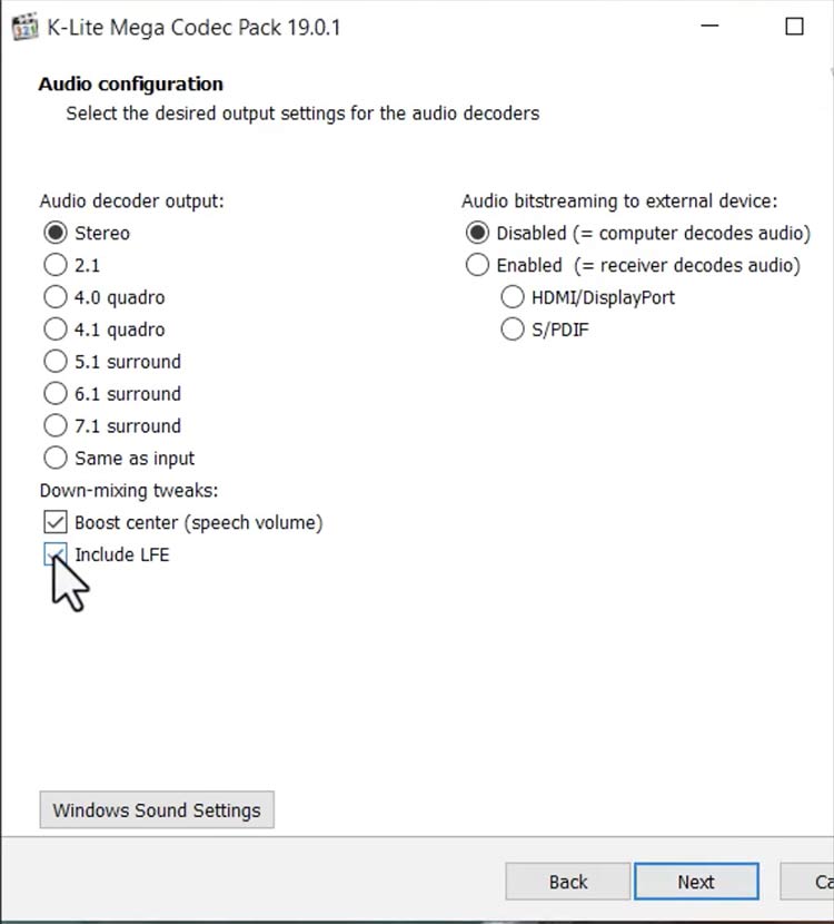 click Next for the Installation page