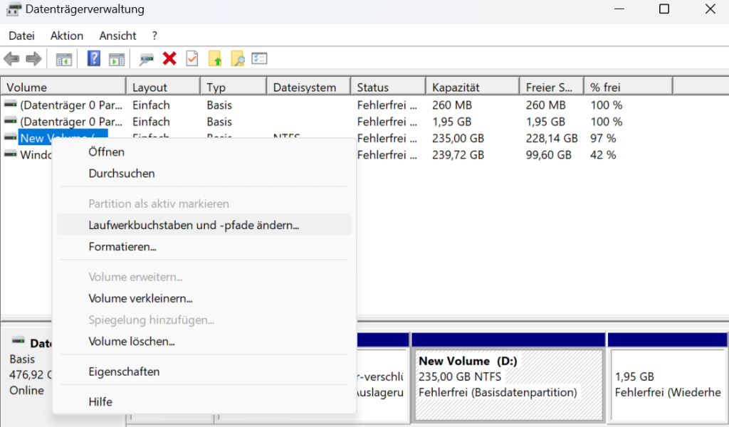 Laufwerksbuchstaben und -pfade &auml;ndern