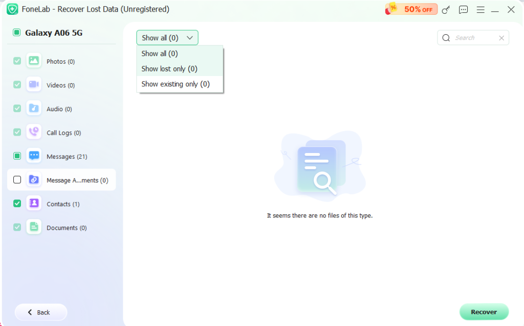  Aiseesoft Android Data Recovery Interface