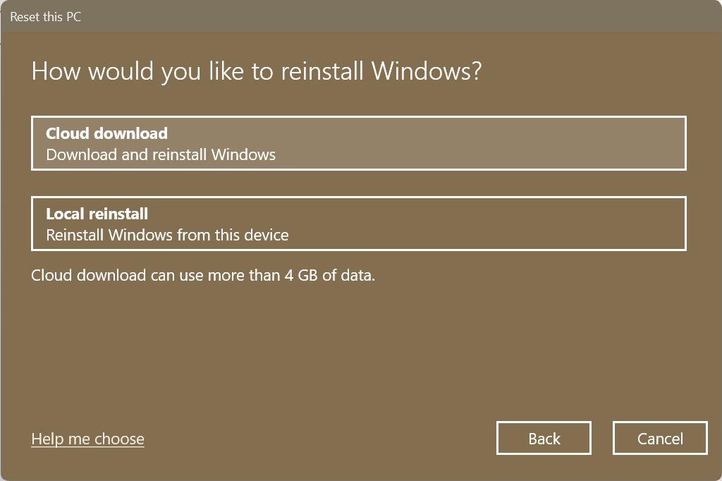 Choose Cloud download