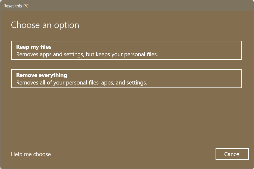 Select Remove everything