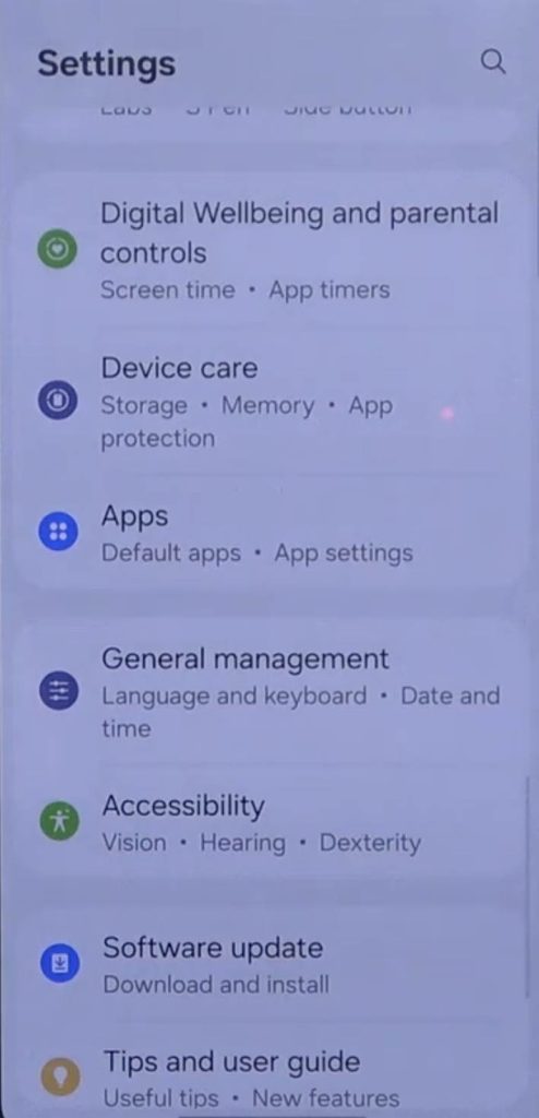 Settings > Device Care or Storage 