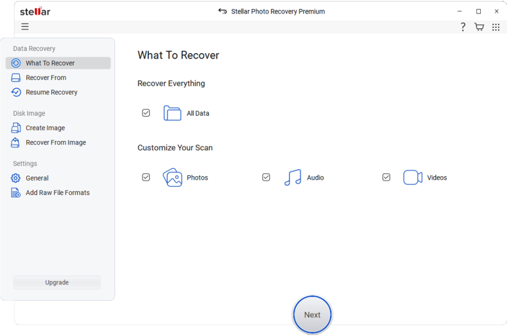 Stellar Photo Recovery Interface 