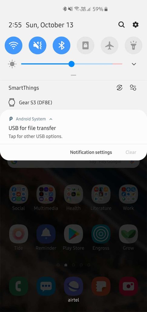 Enable File Transfer (MTP) Mode