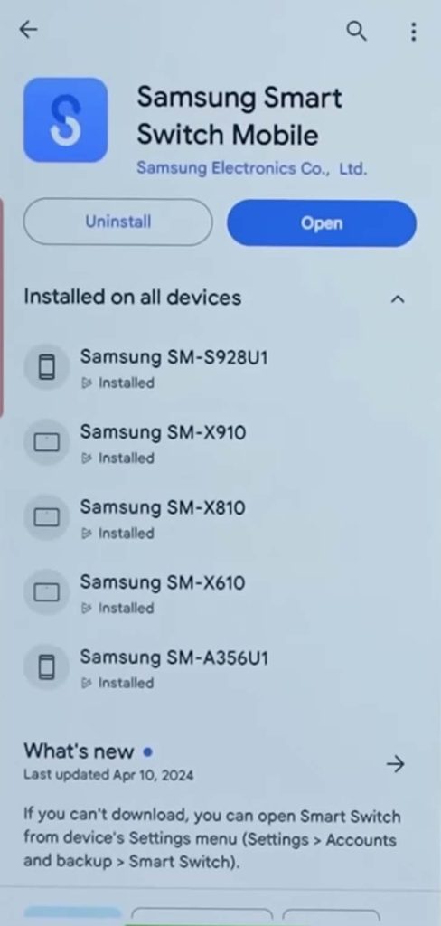 update to Smart Switch Mobile