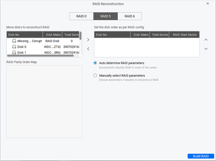 choose Auto-determine RAID parameters