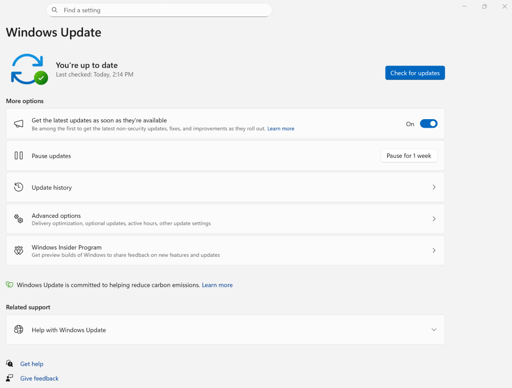 navigate to Start > Settings > Windows Update