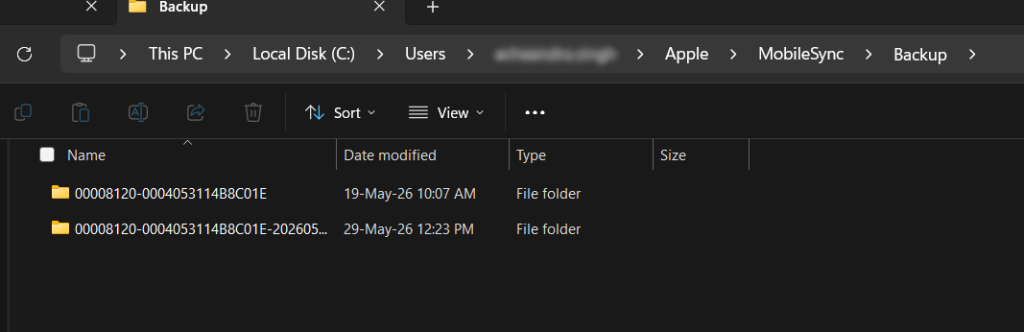 iTunes local backup path on PC