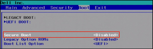 UEFI Secure Boot Warning