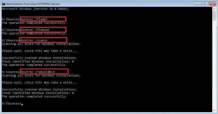 Manual Boot Recovery Commands