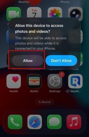allow connection in iPhone