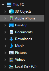 iPhone appearing in file explorer
