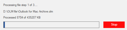 software scanning the selected olm file