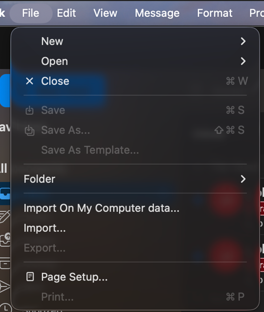 export option greyed out in new outlook for mac