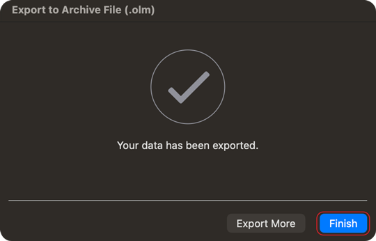 email export from outlook for mac was a success