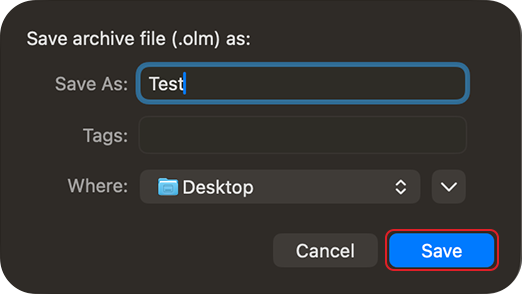 select location on mac to save exported outlook for mac emails and other mailbox data