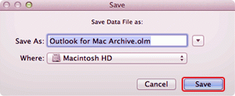 select the location to save emails exported from Outlook for Mac