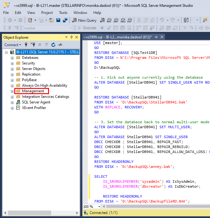 Go to management section under object explorer in SSMS to open SQL error log