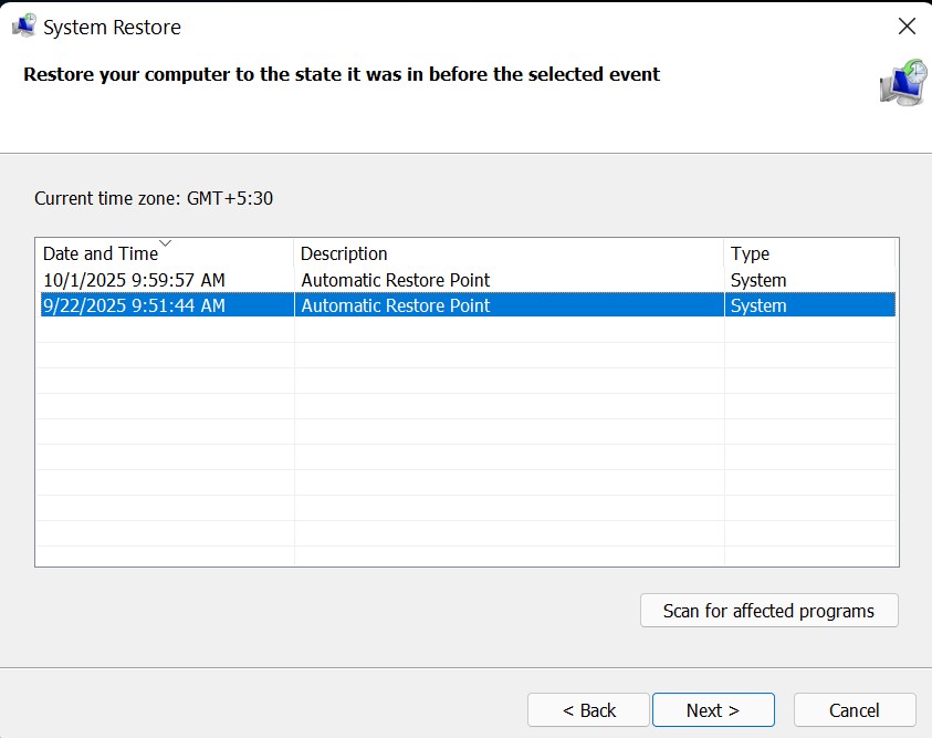 System Restore - installed and follow the instructions