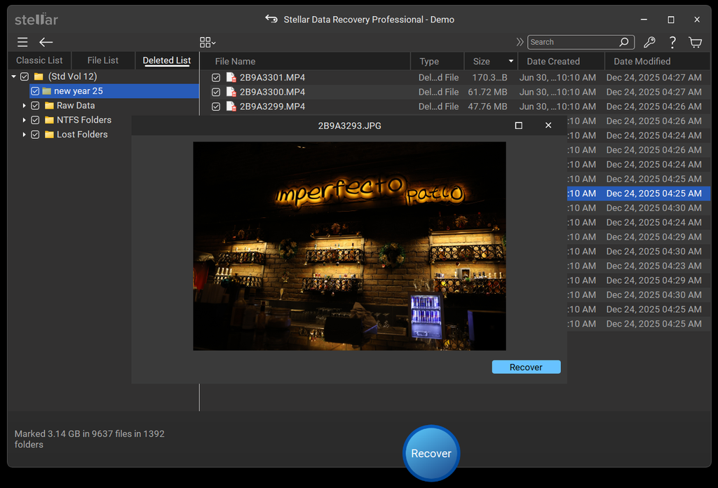 preview the recovered files