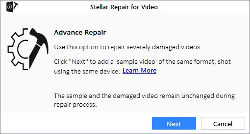 Stellar repair for video - explanation screen