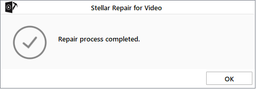 Stellar repair for Video - Repair Complete