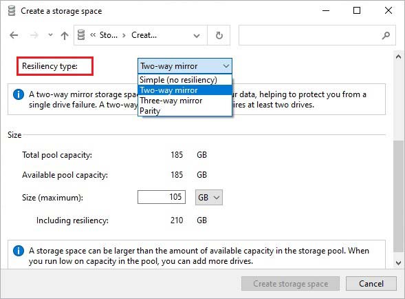 select-resiliency-type